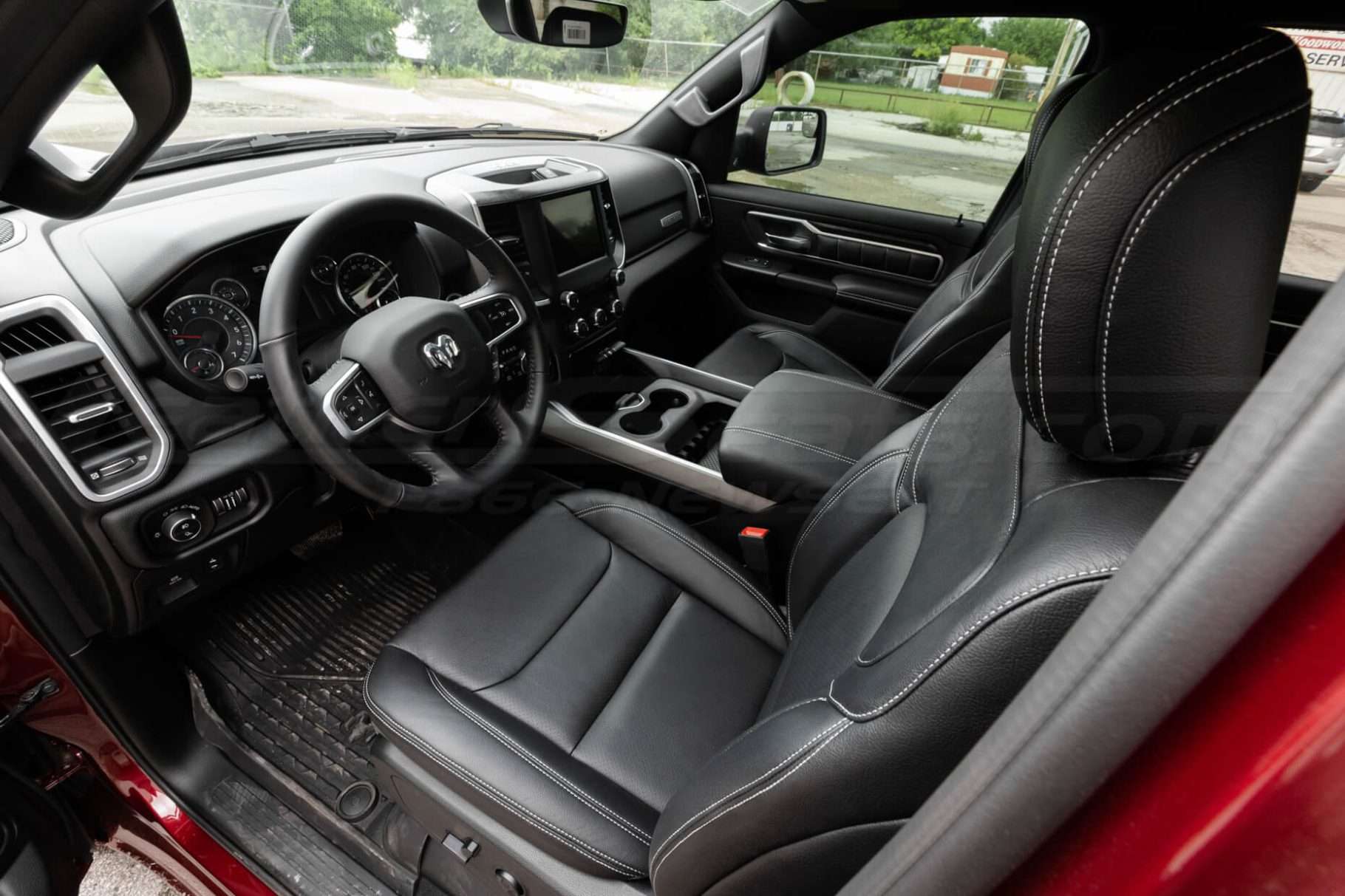 2019-2020 Dodge Ram Leather Seats - Black - Front driver headrest side-stitching