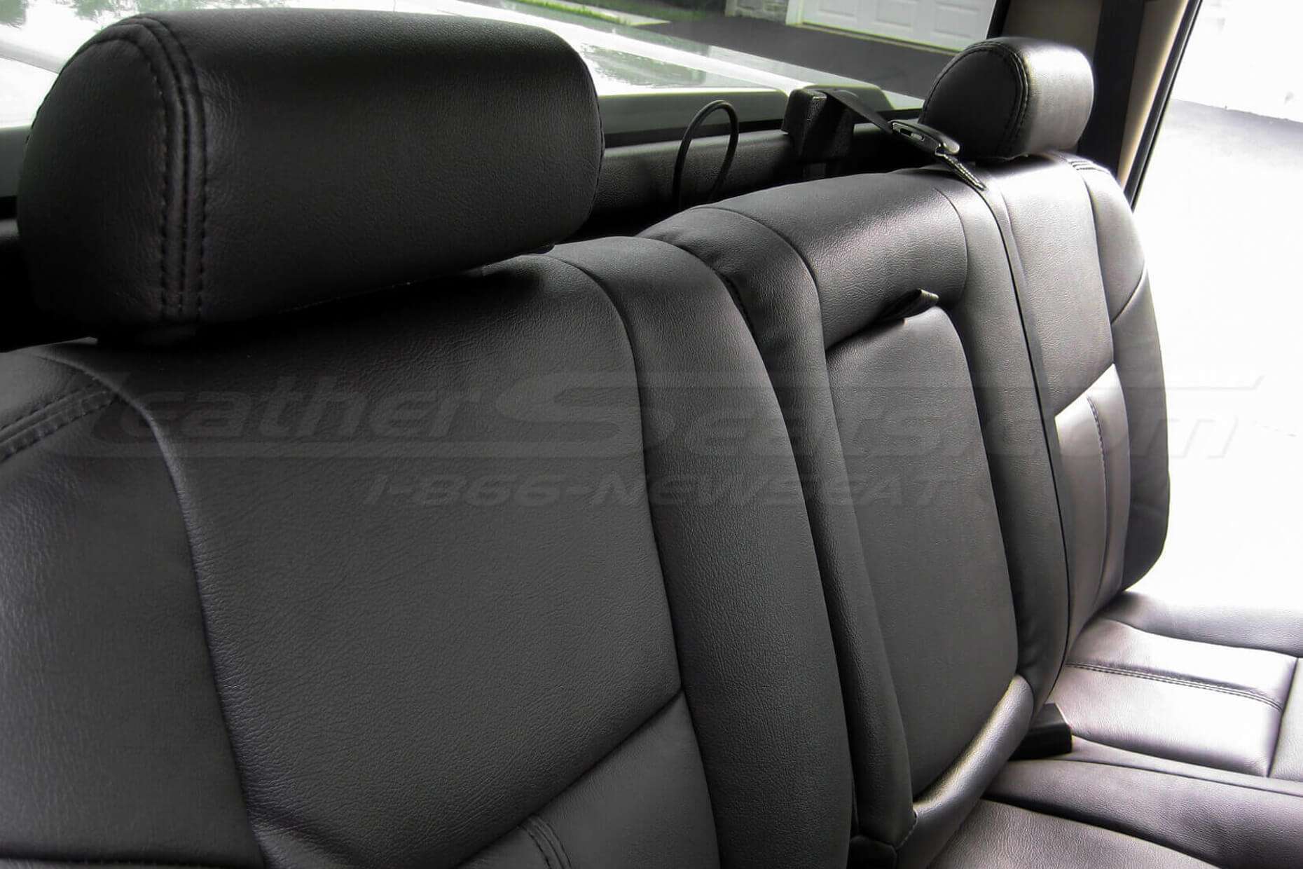 2007-2013 Chevrolet Silverado Leather Kit - Black - Installed - Rear Headrest close-up