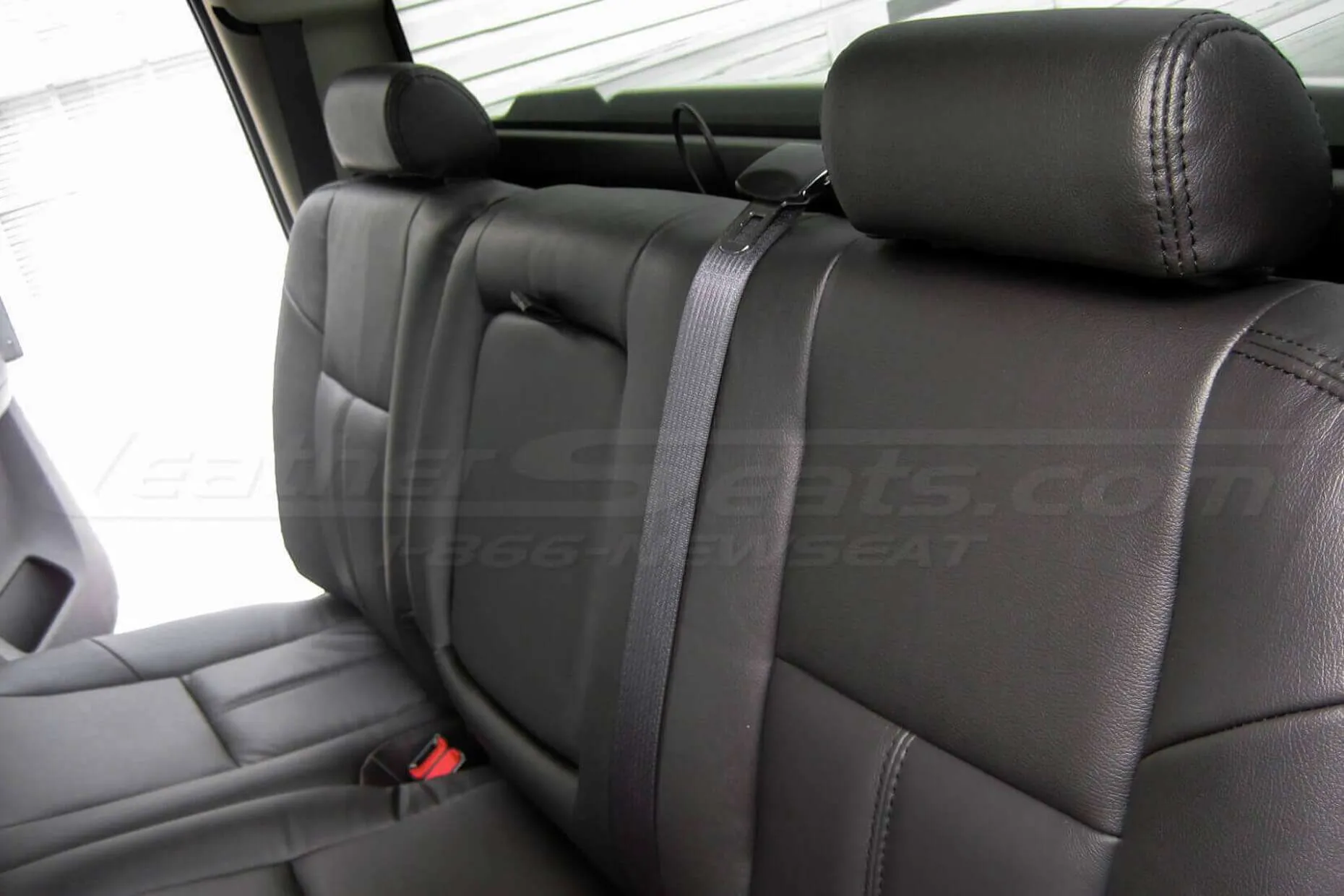 2007-2013 Chevrolet Silverado Leather Kit - Black - Rear seats ith armrest up