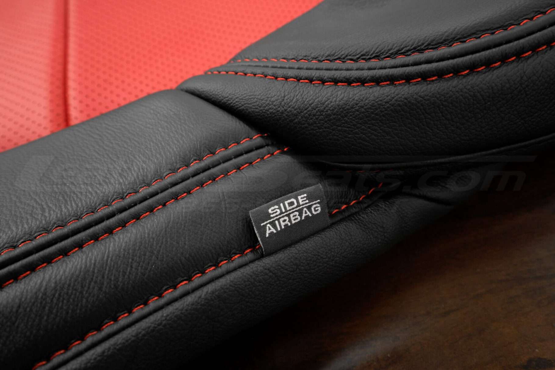 05-13 Chevrolet Corvette Upholstery Kit - Black & Bright Red - Air bag tag focus