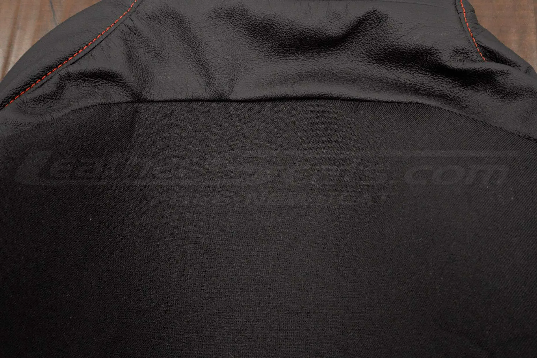 05-13 Chevrolet Corvette Upholstery Kit - Black & Bright Red - Insert below headrest close-up