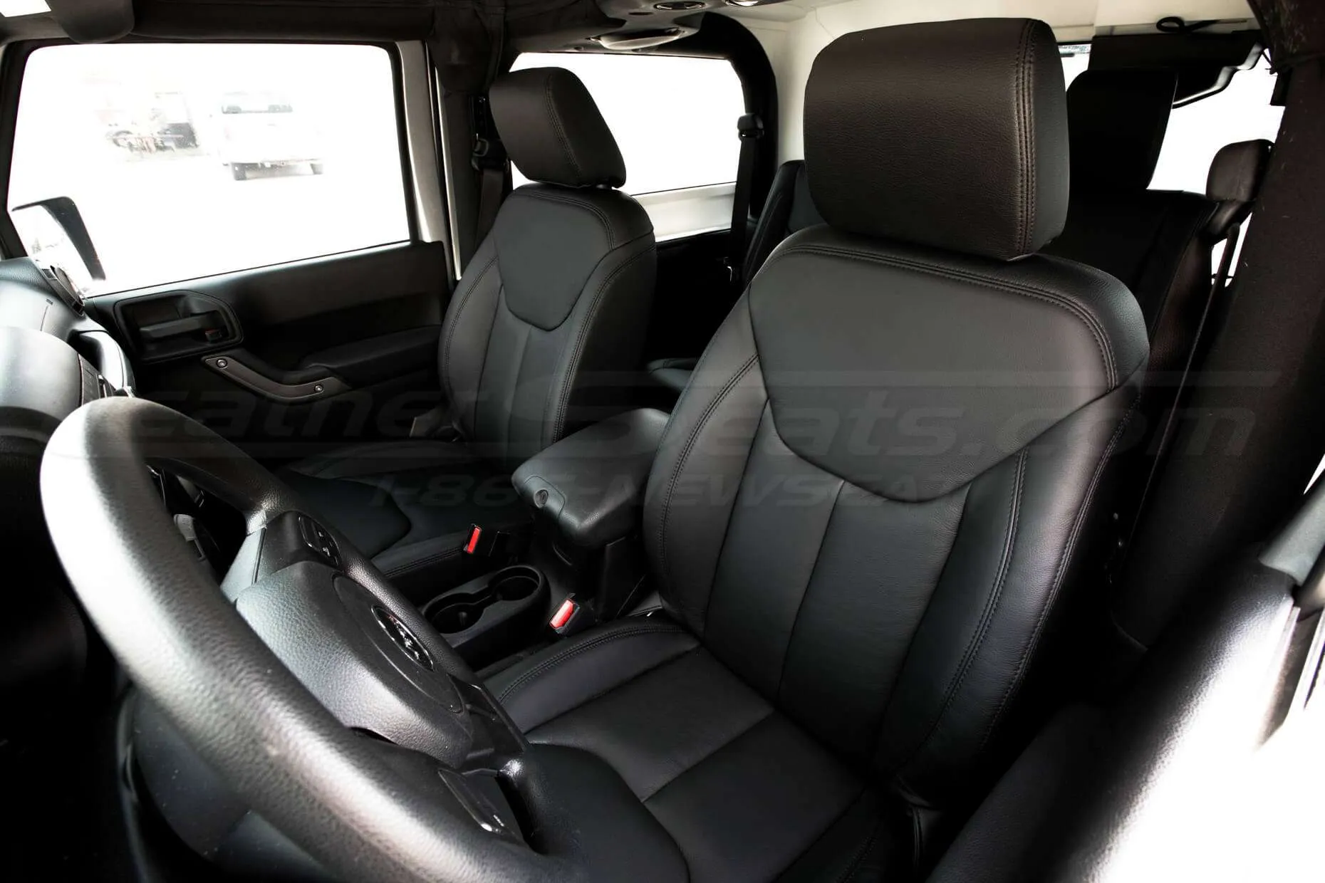 Jeep Wrangler Leather Seats - Black - Front drivers seat