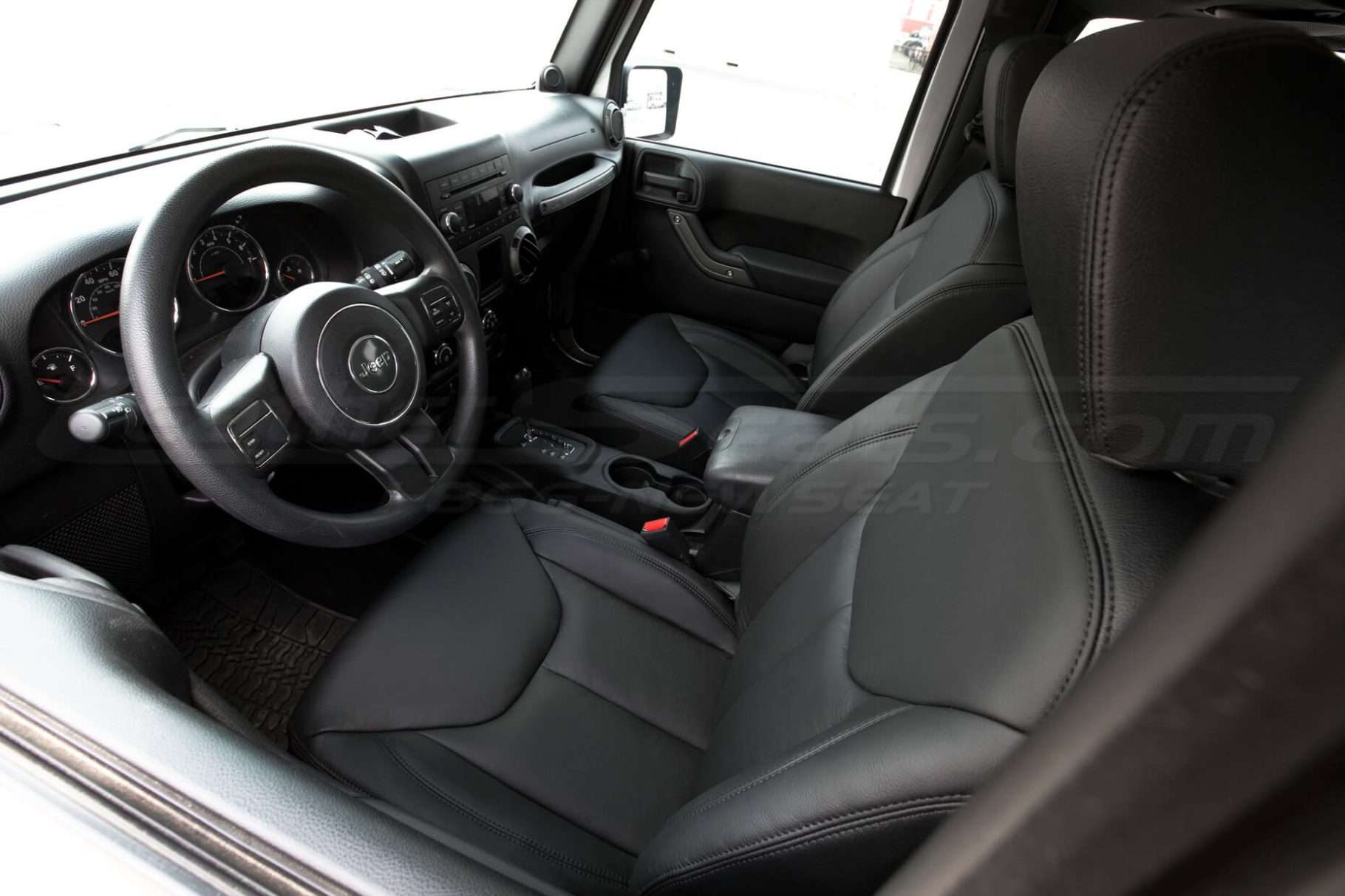 Jeep Wrangler Leather Seats - Black - Front drivers seat overhead view