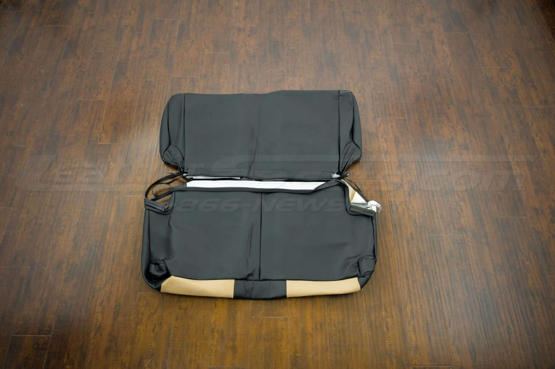 Jeep Wrangler Upholstery Kit - Black & Bisque - Back view of rear seat