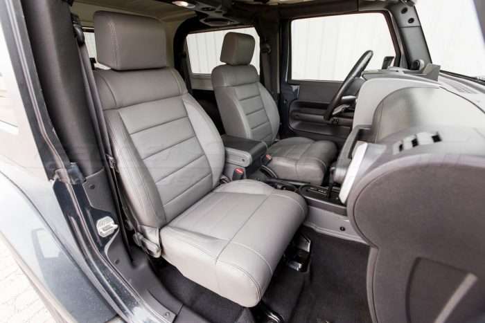 Jeep Wrangler Leather Seats - Light Grey - Front interior - passenger side view