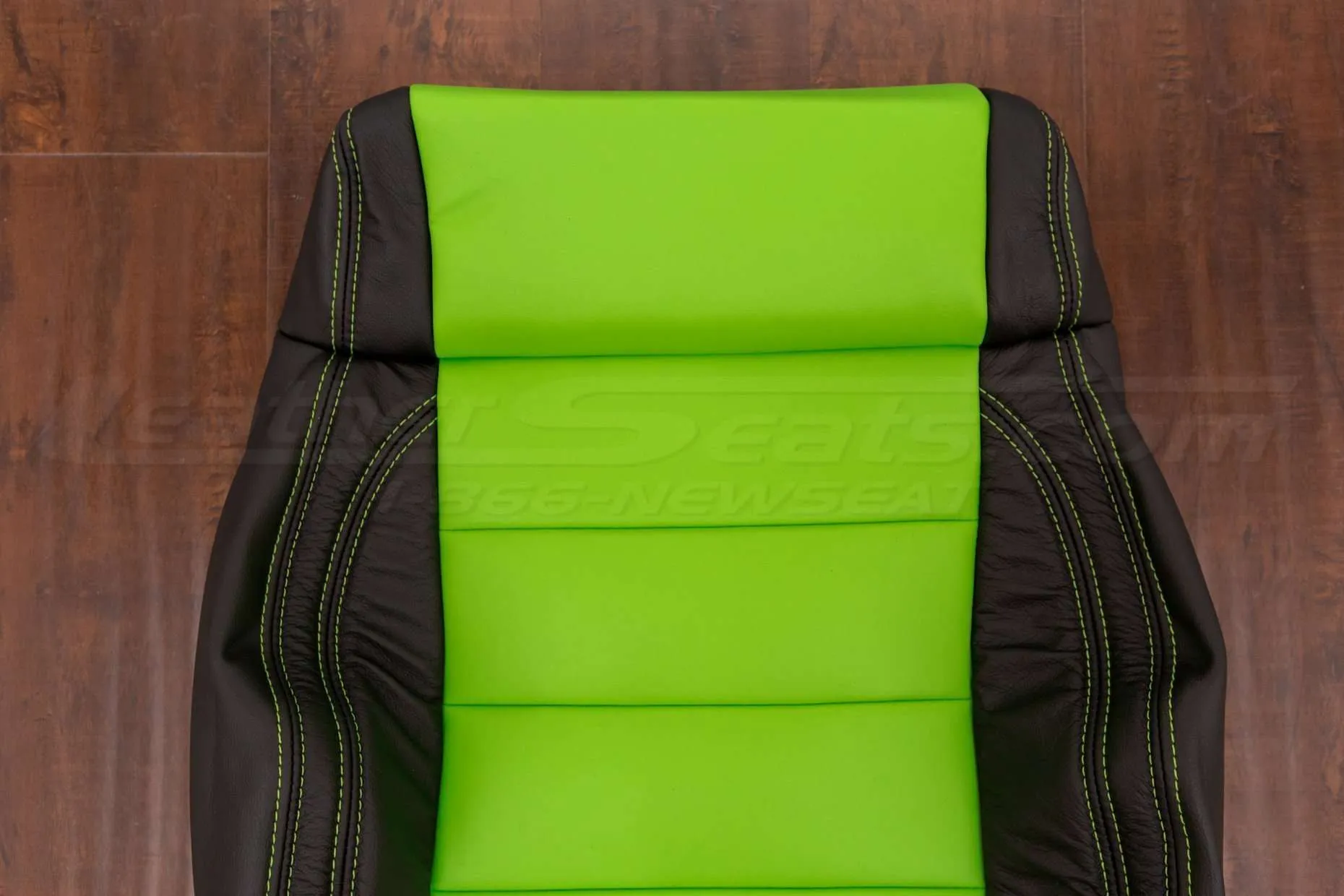 Jeep Wrangler Upholstery Kit - Black & Lime Green - Front backrest close-up