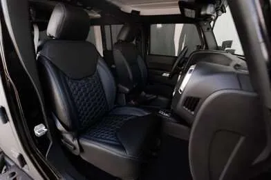 2013-2018 Jeep Wrangler Bespoked Leather Seats Installed- Black & Cobalt - Featured Image