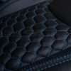 2013-2018 Jeep Wrangler Bespoked Leather Seats Installed- Black & Cobalt - CNC Stitched Reticulated Hex close-up