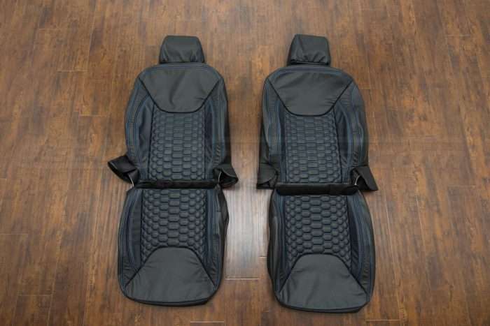 2013-2018 Jeep Wrangler Bespoked Leather Seats - Black & Cobalt - Front seats