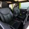 Jeep Wrangler Installed Leather Seats - Black & Piazza Green - Front interiors from passenger side