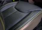 Jeep Wrangler Installed Leather Seats - Black & Piazza Green - Bottom seat cushion piazza perforation close-up