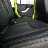 Jeep Wrangler Installed Leather Seats - Black & Piazza Green - Rear seat cushion perforation and gecko green stitching