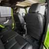 Jeep Wrangler Installed Leather Seats - Black & Piazza Green - Back view of front seats