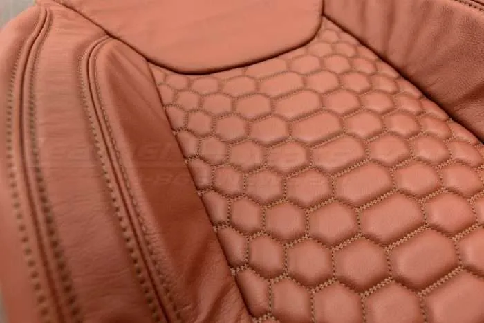 Jeep Wrangler Reticulated Upholstery Kit - Mitt Brown - Reticulated Hex insert with side-stitching alternative view