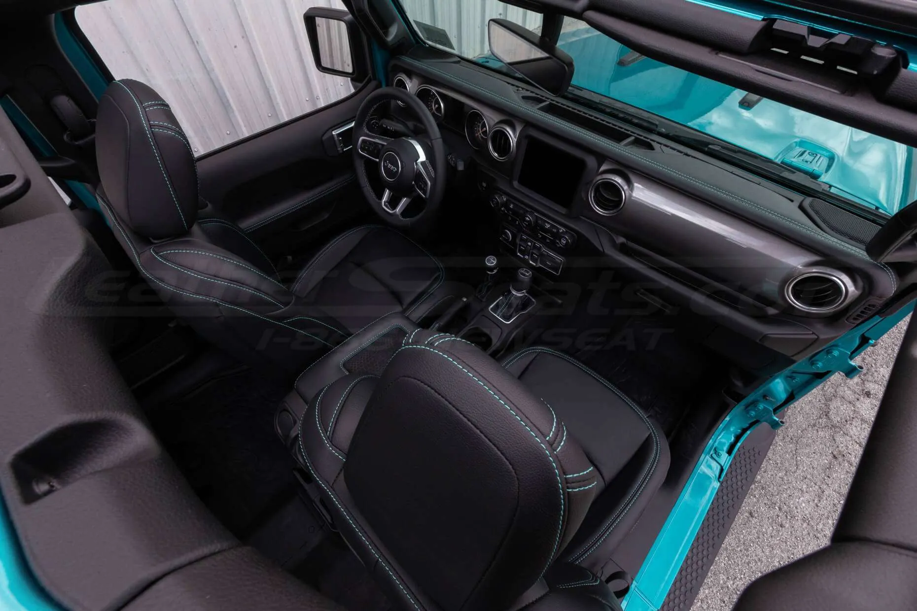 Jeep Wrangler JL Upholstery Kit - Black - Installed - Front interior overhead