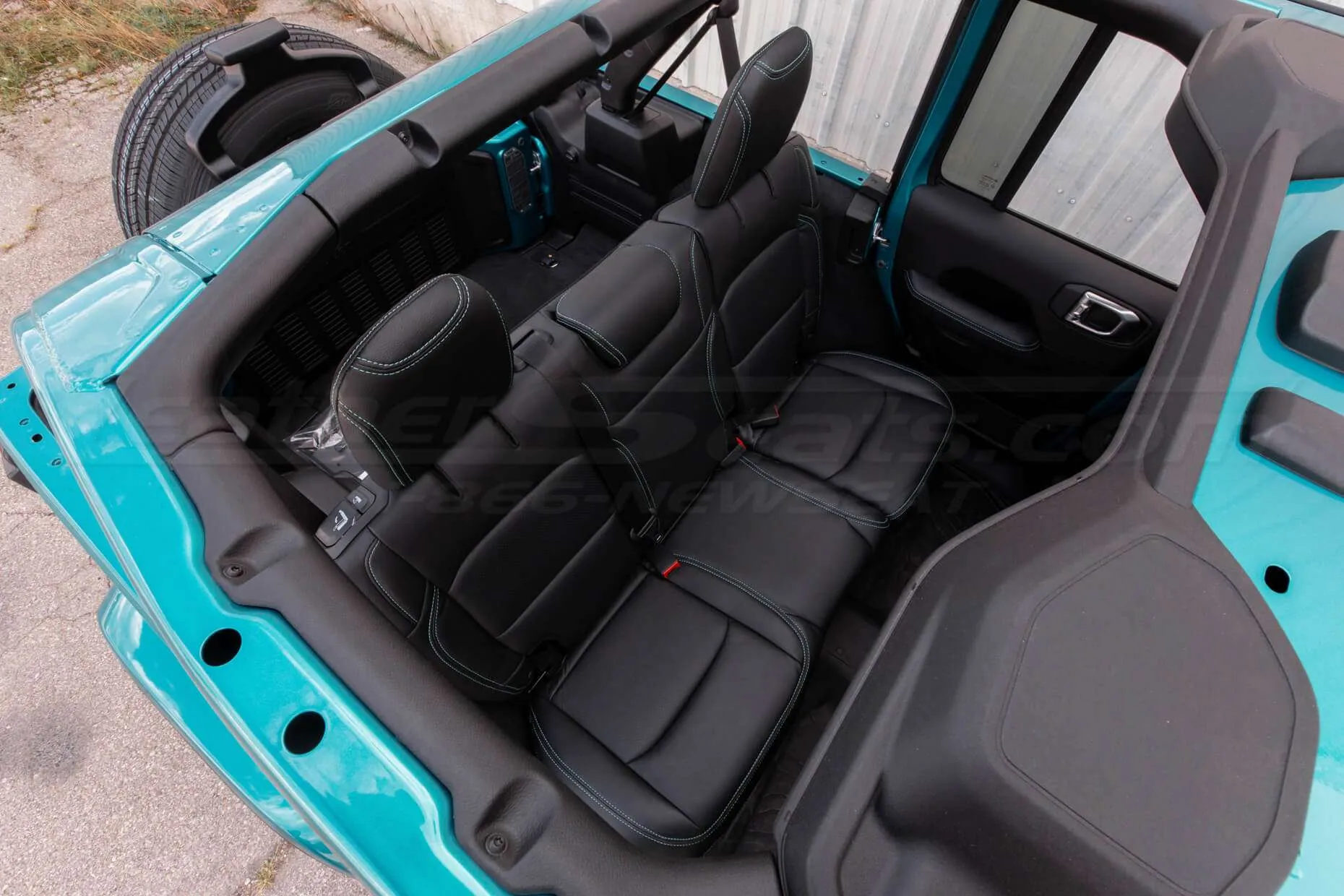 Jeep Wrangler JL Upholstery Kit - Black - Installed - Rear seats overhead