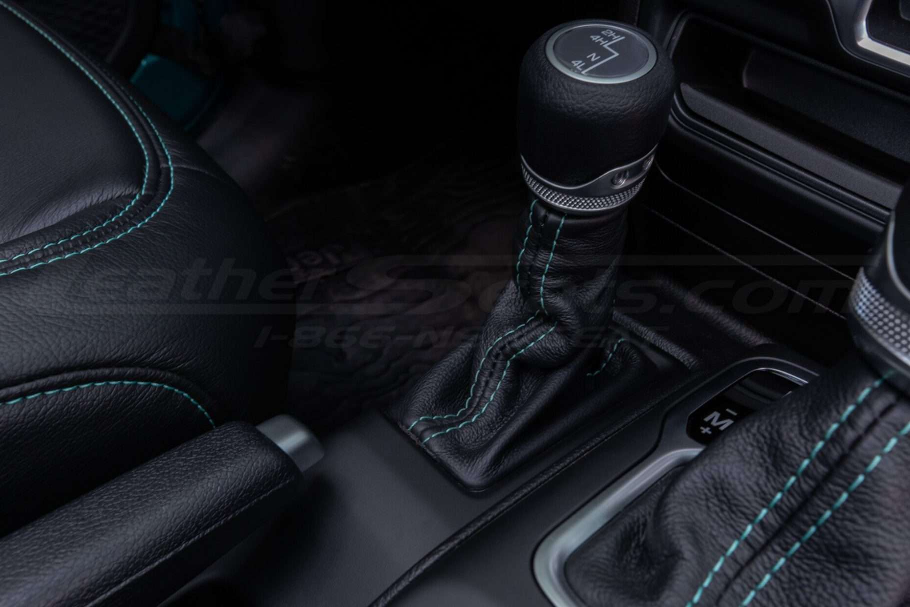 Jeep Wrangler JL Upholstery Kit - Black - Installed - Shift boot double-stitching