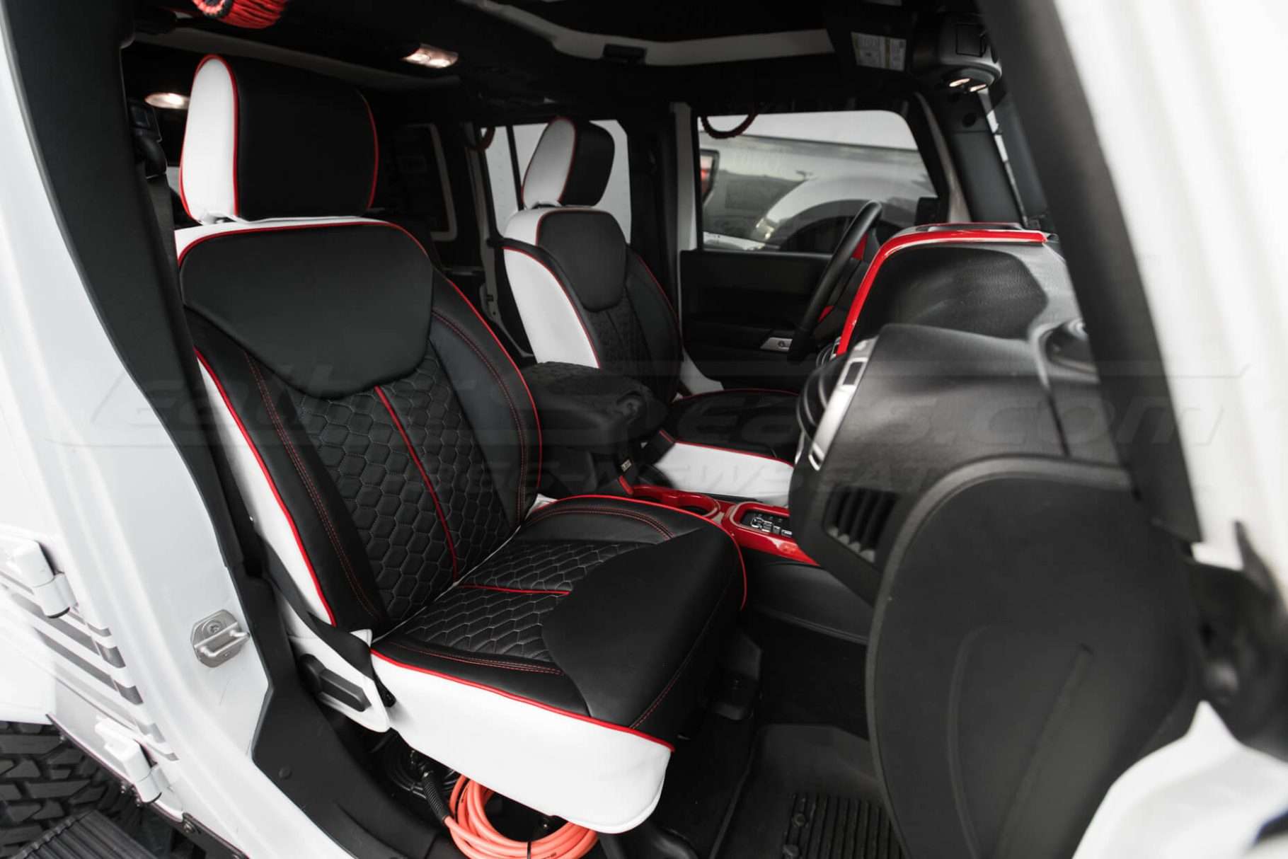 2013-2018 Jeep Wrangler install - White & Black w/ Bright Red Piping