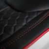 2013-2018 Jeep Wrangler Reticulated Hex installed Upholstery Kit - White/Black/Bright Red - Seat cushion double-stitching