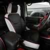 2013-2018 Jeep Wrangler Reticulated Hex installed Upholstery Kit - White/Black/Bright Red - Front drivers seat
