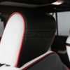2013-2018 Jeep Wrangler Reticulated Hex installed Upholstery Kit - White/Black/Bright Red - Front headrest with piping