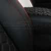 2013-2018 Jeep Wrangler Reticulated Hex installed Upholstery Kit - White/Black/Bright Red - Bolster double-stitching
