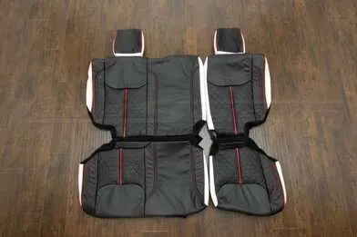 2013-2018 Jeep Wrangler Reticulated Hex Upholstery Kit - White/Black/Bright Red - Rear seat upholstery