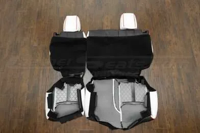 2013-2018 Jeep Wrangler Reticulated Hex Upholstery Kit - White/Black/Bright Red - Back view of rear sets