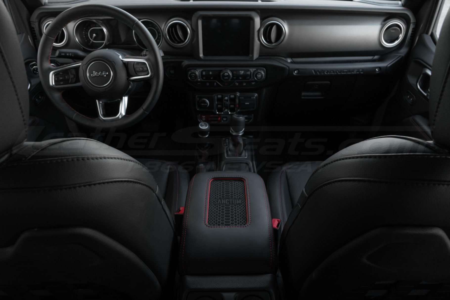 Installed Jeep custom wireless charging center console