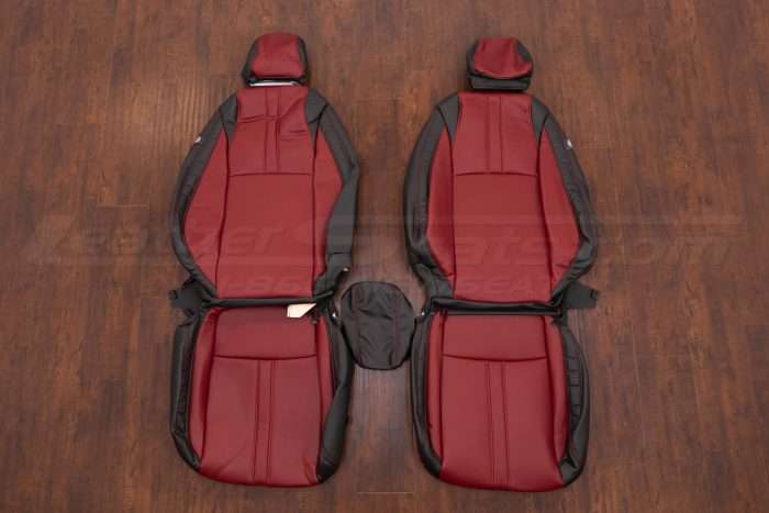 2016-2021 Honda Civic Leather Seat Upholstery - Black & Cardinal - Front seats with console cover