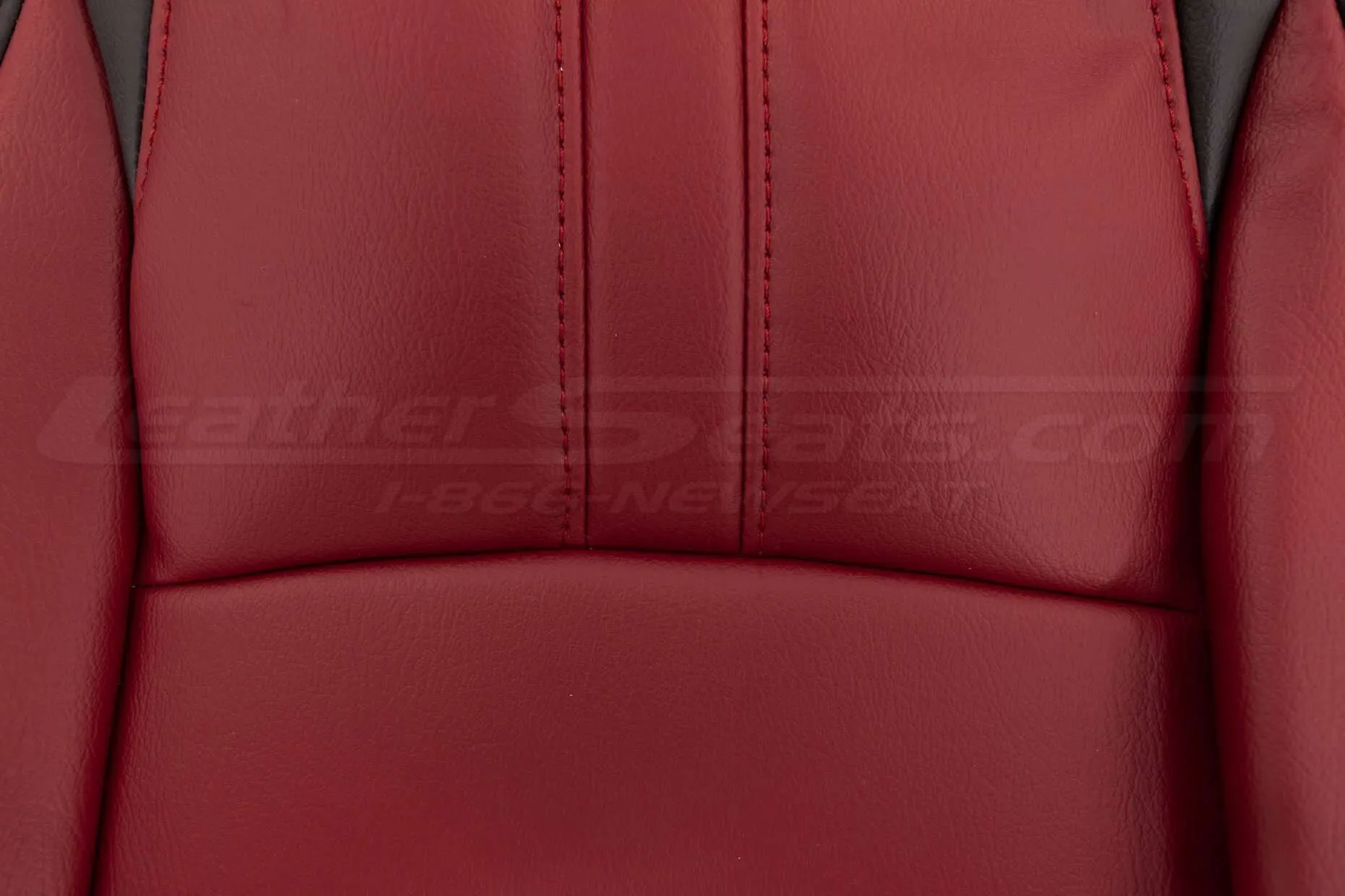 2016-2021 Honda Civic Leather Seat Upholstery - Black & Cardinal - Backrest insert close-up