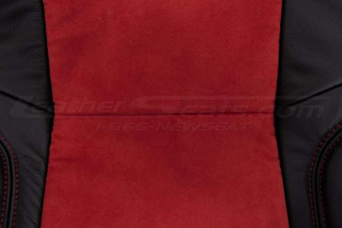 2015-2021 Dodge Challenger Upholstery Kit - Black w/ Red Suede - Suede texture close-up