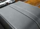 Ford F-150 Console Lid Stitching close-up;