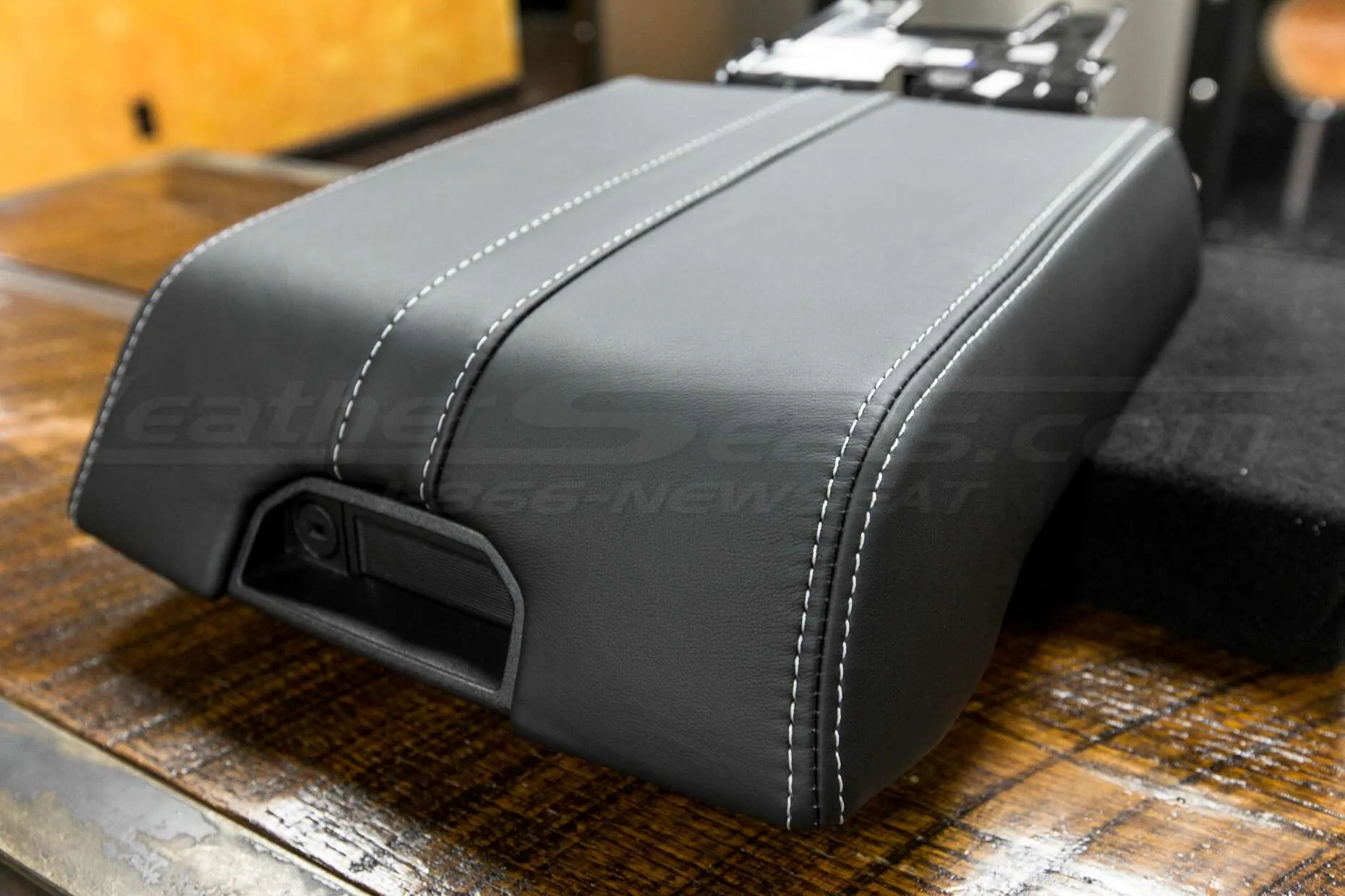 Microfiber Leather Console Lid Armrest Cover Gray Fit Ford F150 Lariat 97-03