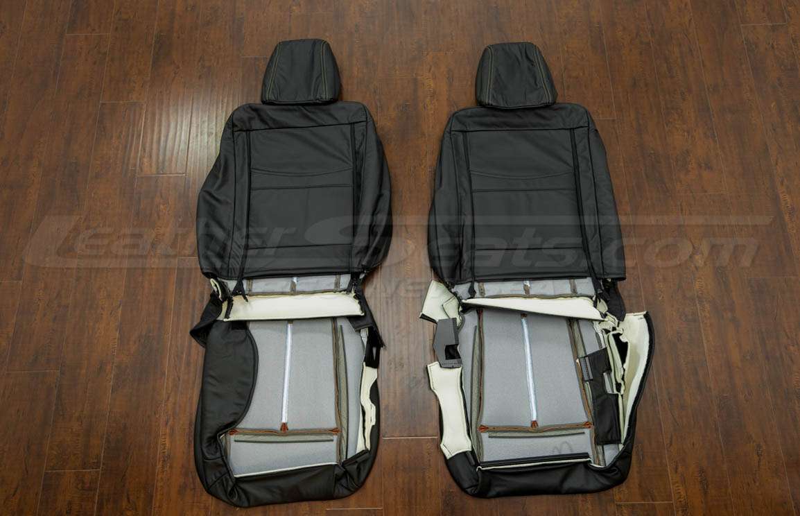 2010-2011 Ford Expedition Leather Kit - Black & Mitt Brown - Back view of front seats
