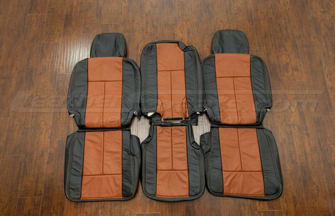 2010-2011 Ford Expedition Leather Kit - Black & Mitt Brown - Middle row seats