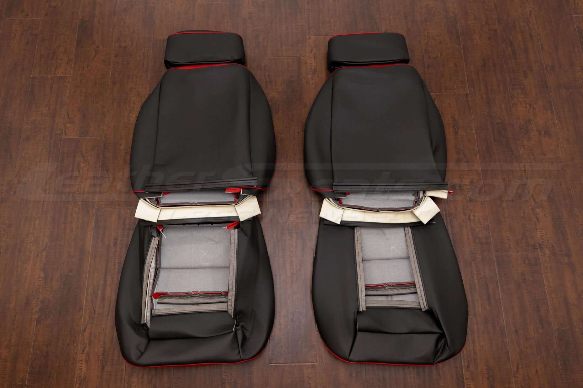 88-92 Chevrolet Camaro Upholstery Kit - Black & Bright Red - Back of front seats