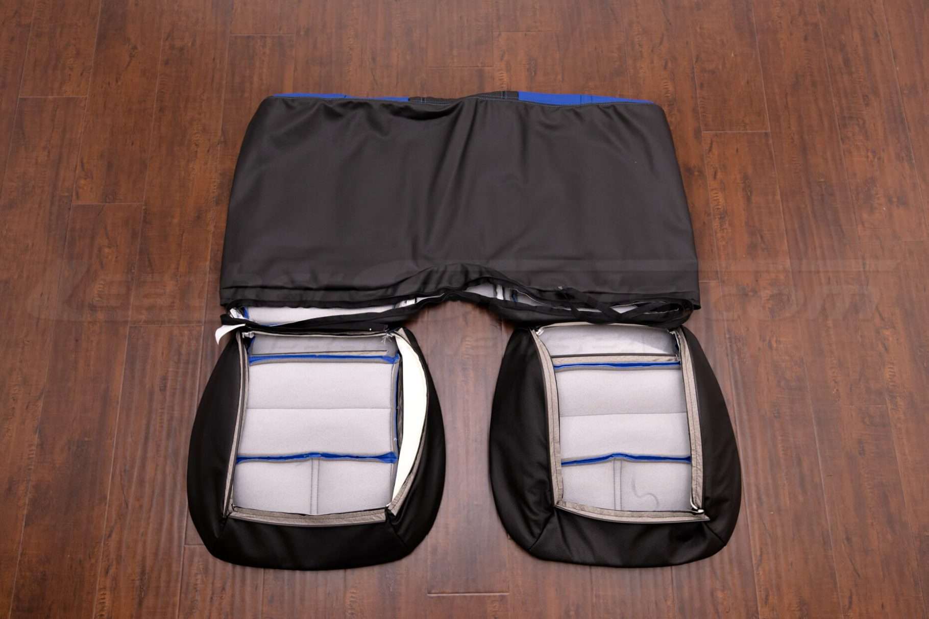 88-92 Chevrolet Camaro Leather Kit - Black & Cobalt - Back view of rear seats