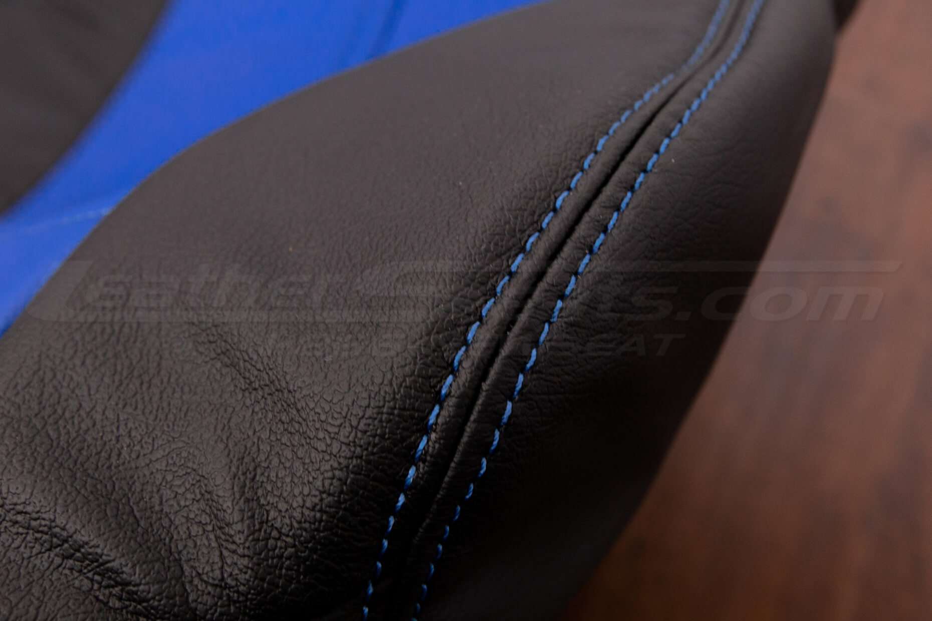 88-92 Chevrolet Camaro Leather Kit - Black & Cobalt - Bolster double-stitching