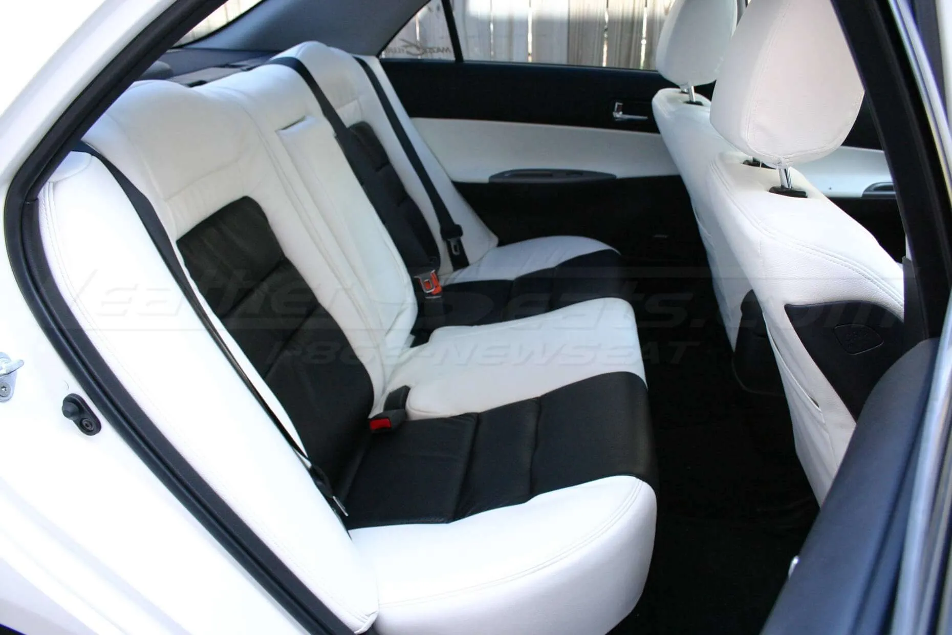 Mazda 6 Installed Leather Seats- White & Black - Rear seats