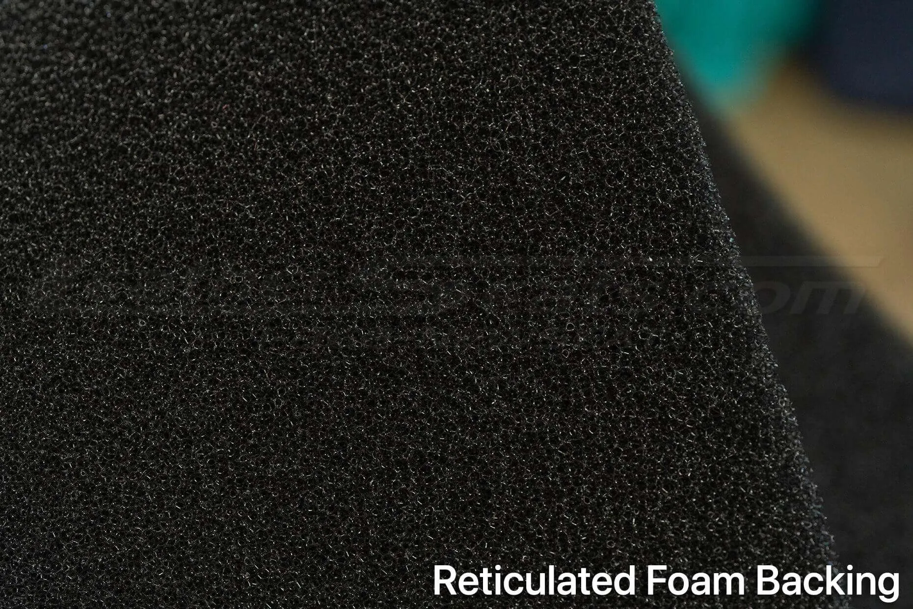 Reticulated backing foam close-up