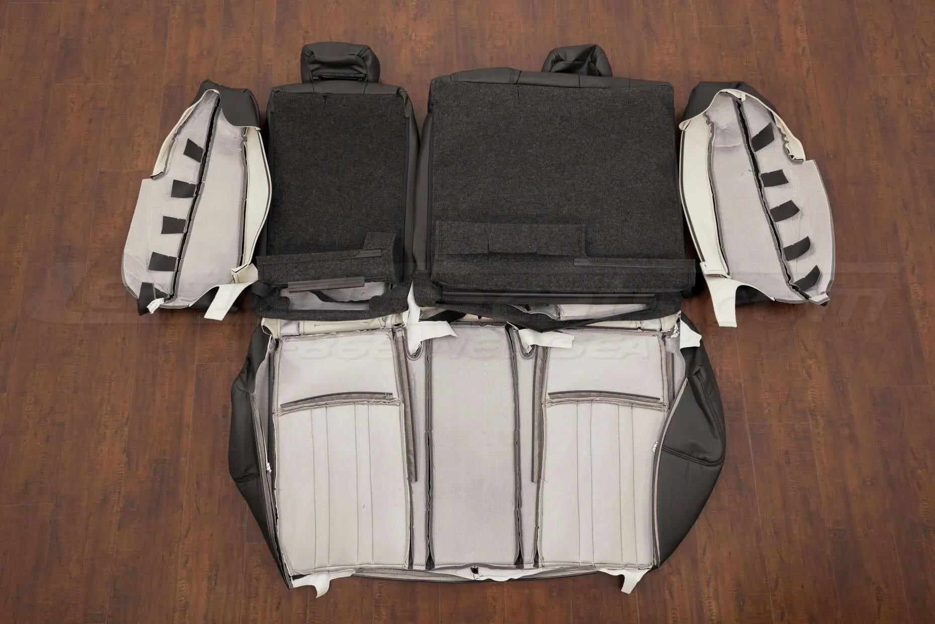 18-21 Honda Accord Leather Kit - Black & Dove Grey - Back view of rear seats and bolsters