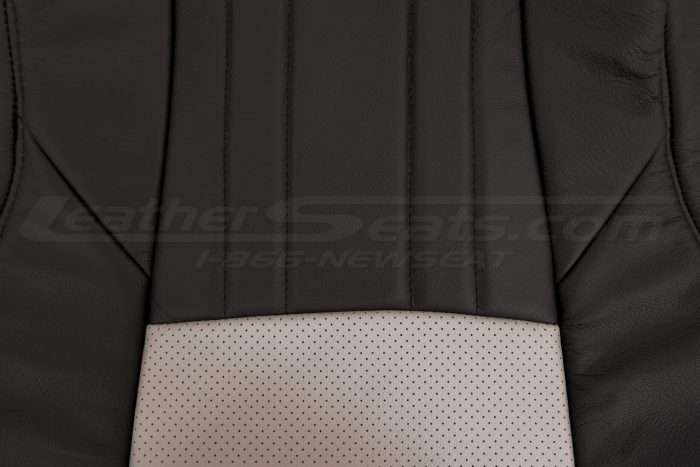 18-21 Honda Accord Leather Kit - Black & Dove Grey - Backrest close-up. Top insert and perforation comparison