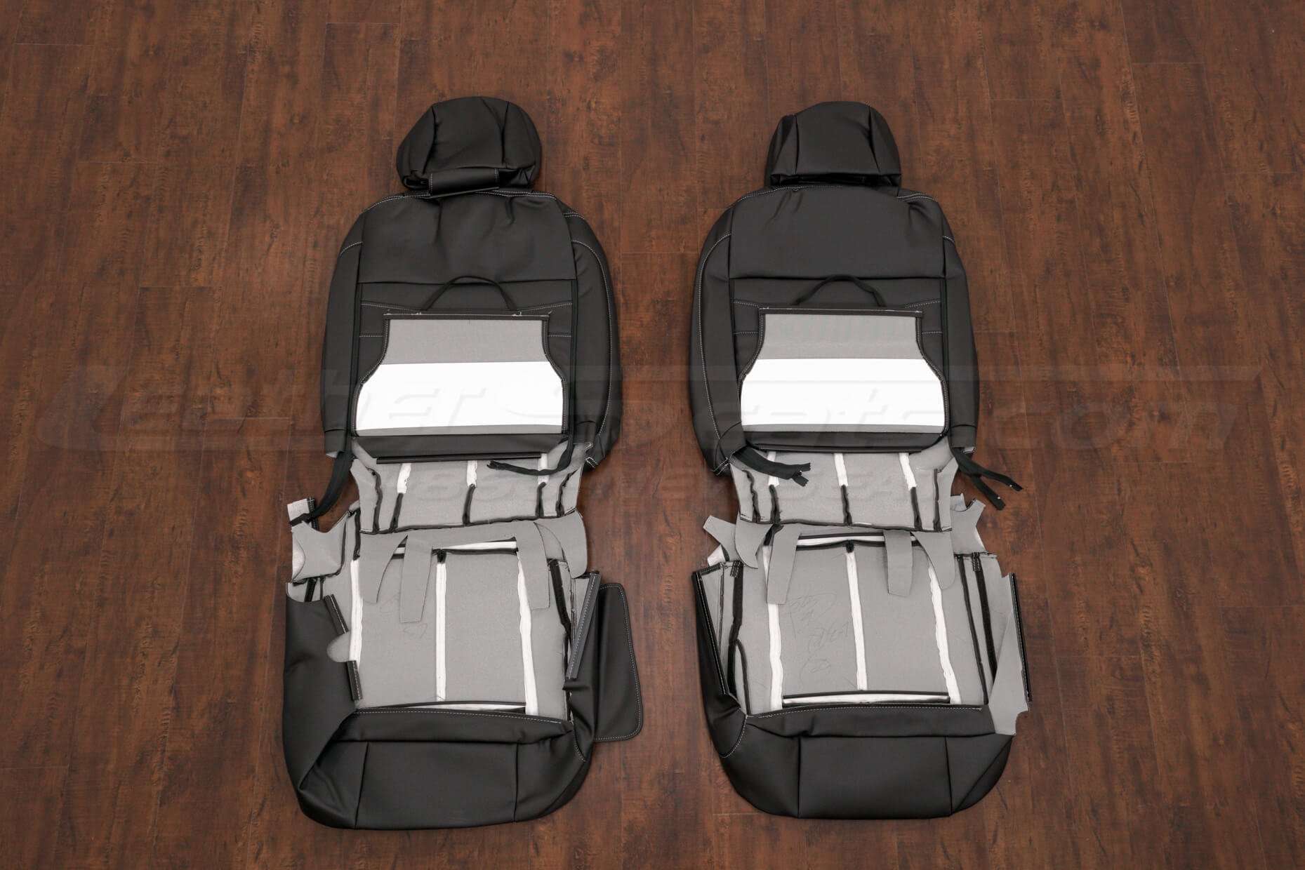 16-21 Nissan titan Leather Kit - Black - Rear view of front seats