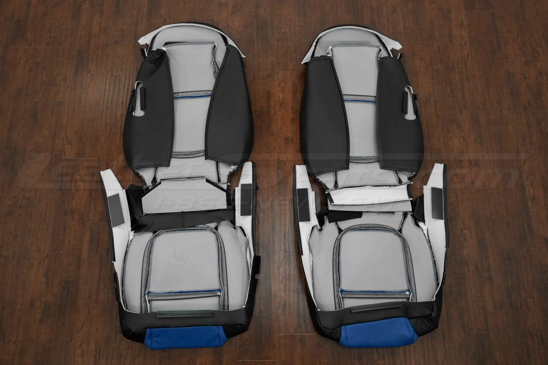 Chevrolet SSR Upholstery Kit - Black & Cobalt - Back view of front seat