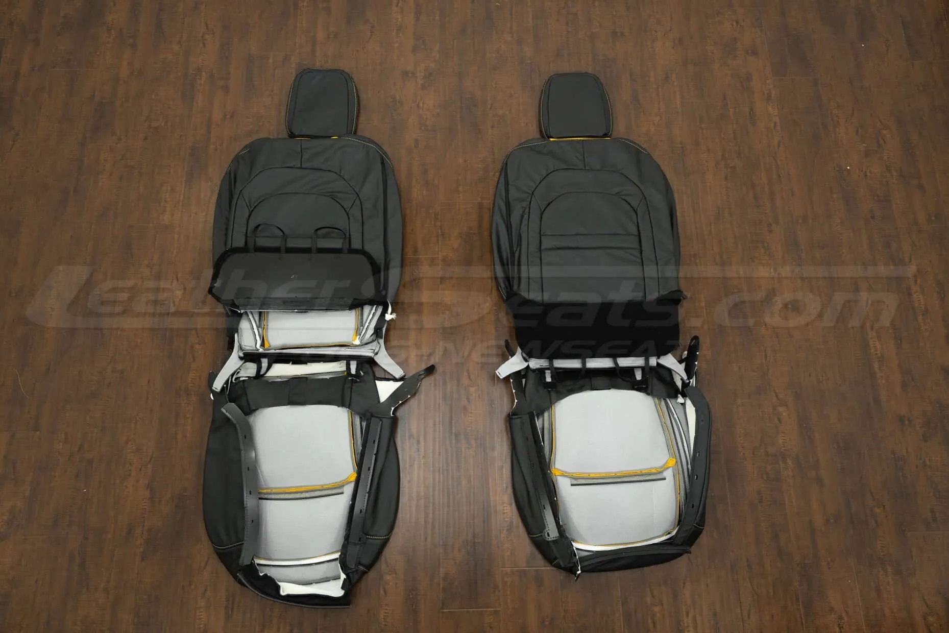 2018-2021 Jeep Wrangler Upholstery kit - Black & Velocity Yellow - Back view of front seats