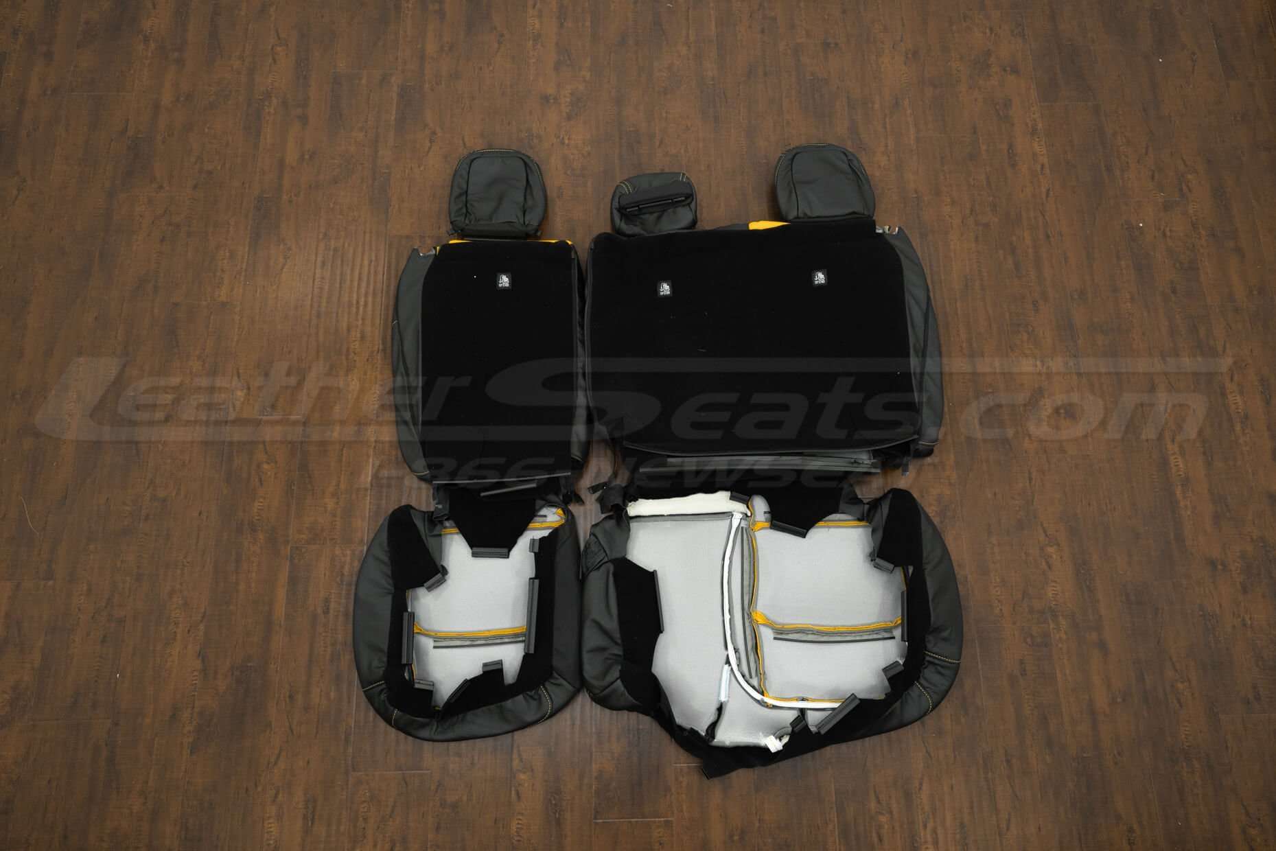 2018-2021 Jeep Wrangler Upholstery kit - Black & Velocity Yellow - Back view of rear seats
