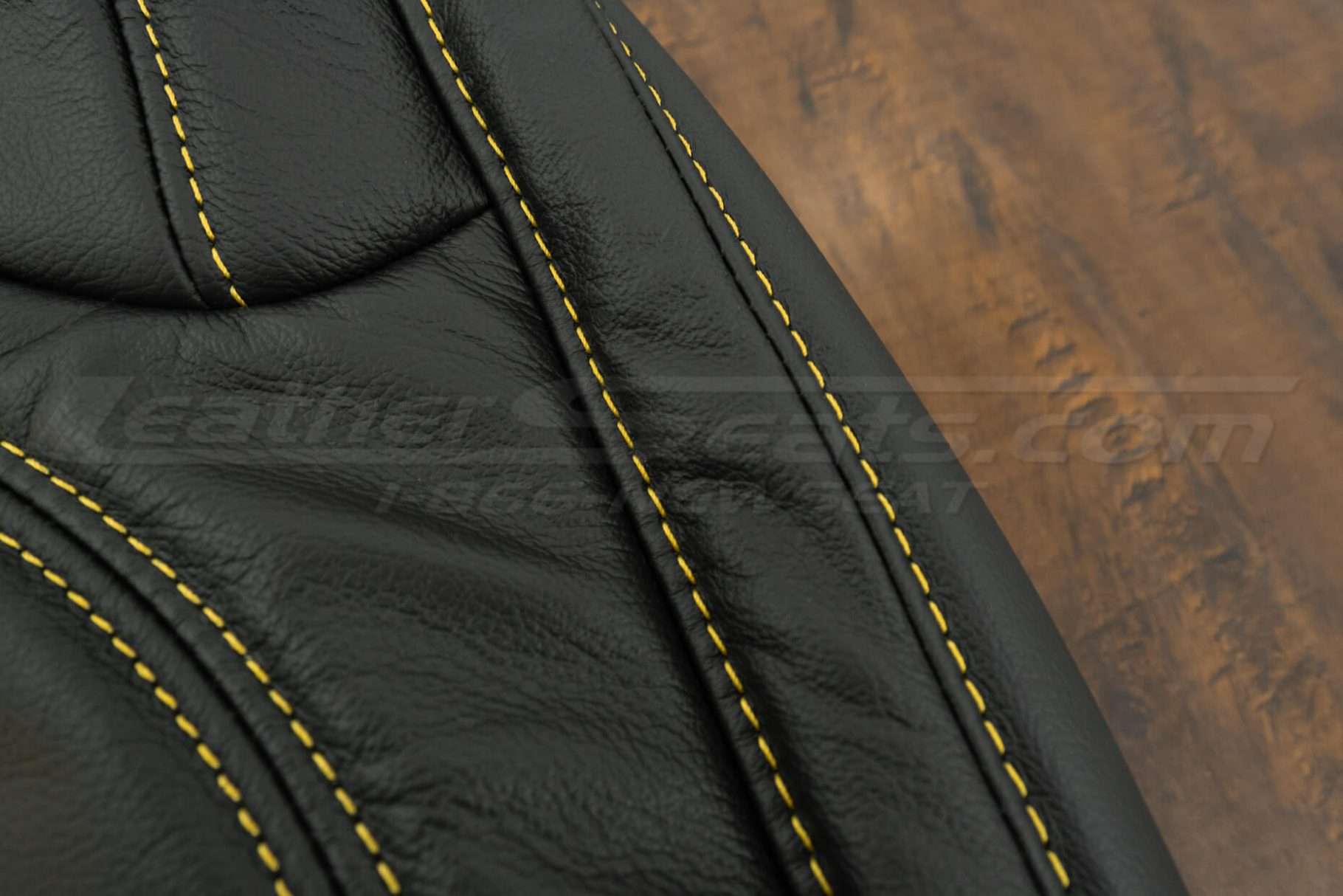 2018-2021 Jeep Wrangler Upholstery kit - Black & Velocity Yellow - Velocity Yellow Double-stitching close-up