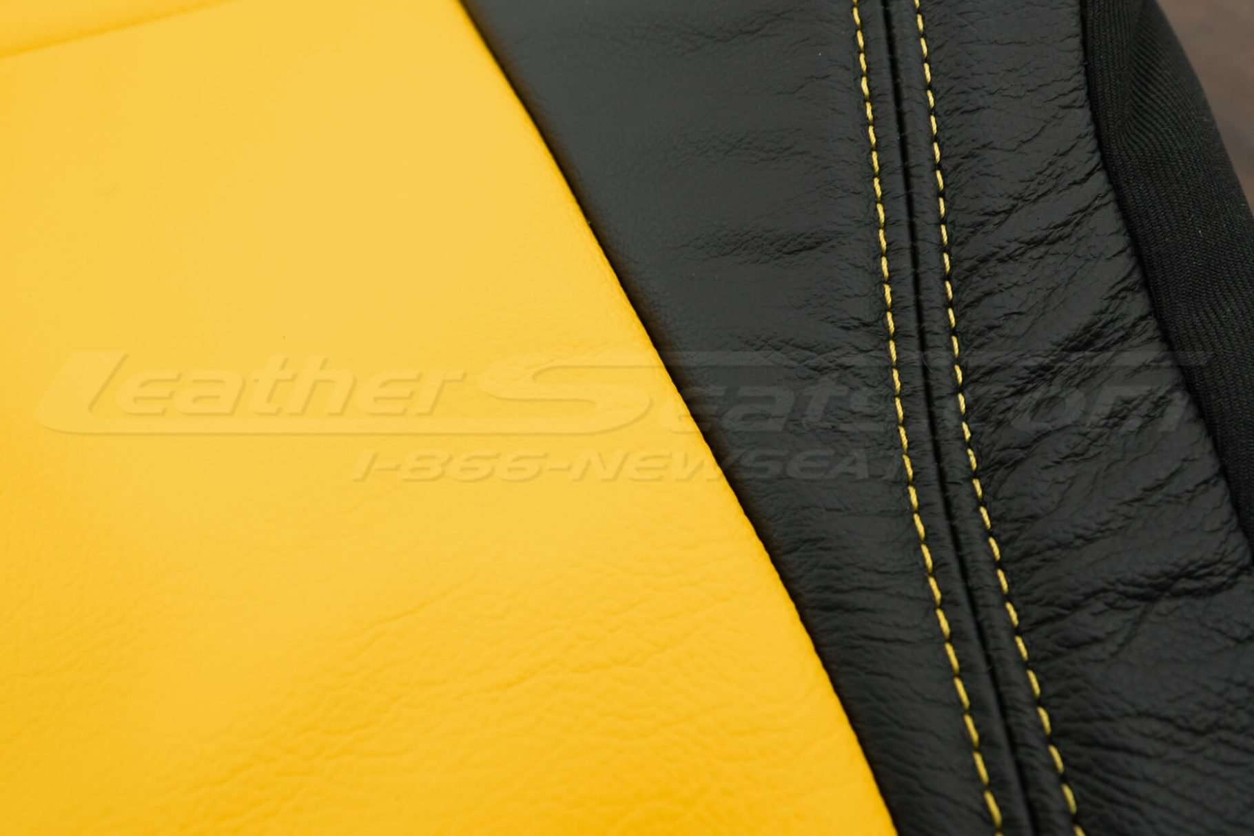 2018-2021 Jeep Wrangler Upholstery kit - Black & Velocity Yellow - Double-stitching close-up