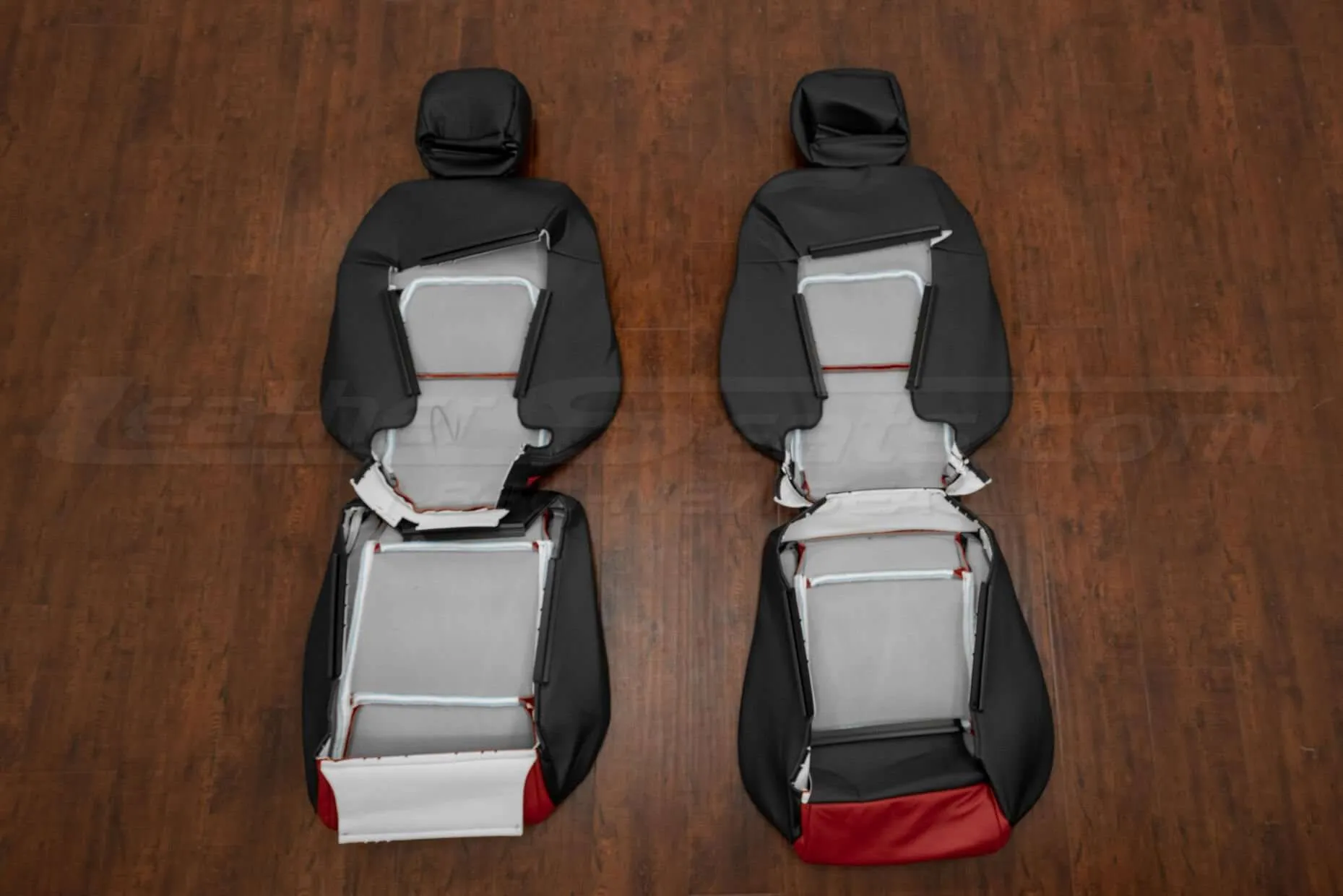 Pontiac G8 Leather Kit - Black & Red - Back view of front seats